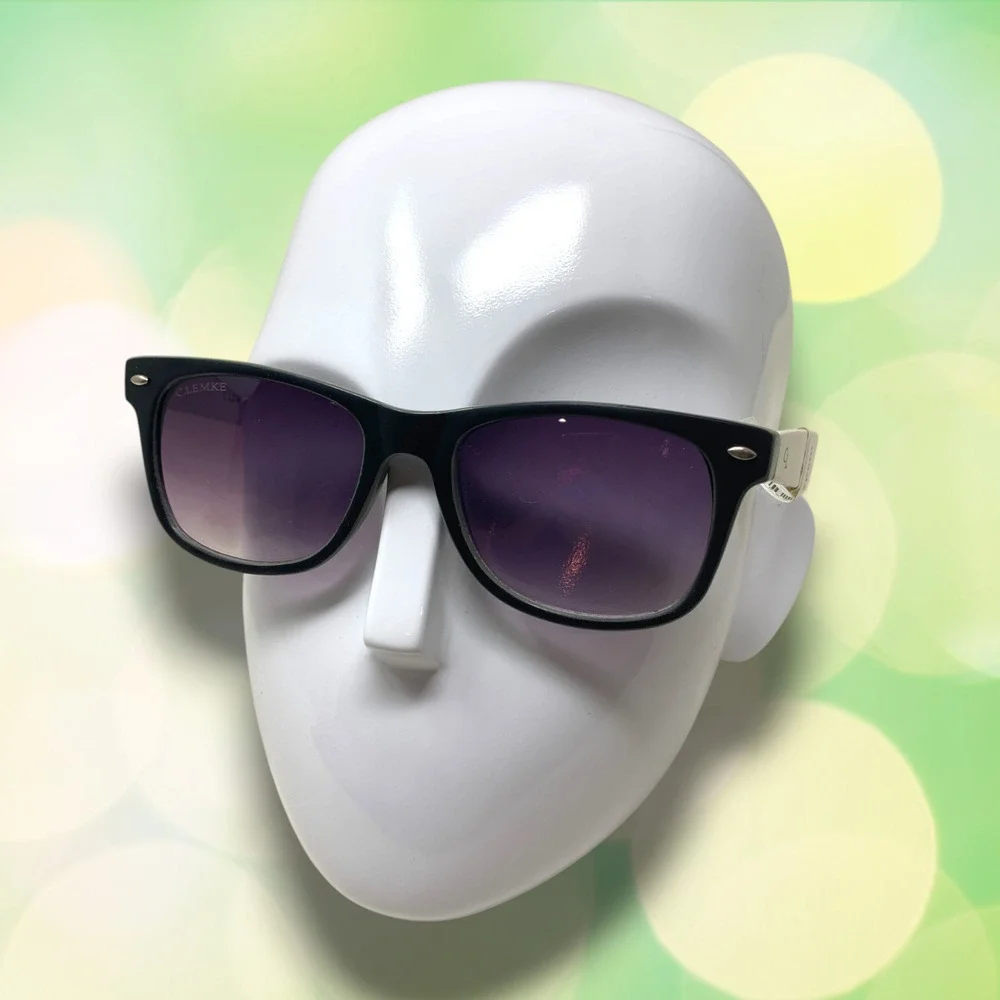NEW Carolina Lemke Square Frame Classic Sunglasses Black/White Gray CL1002 NWT